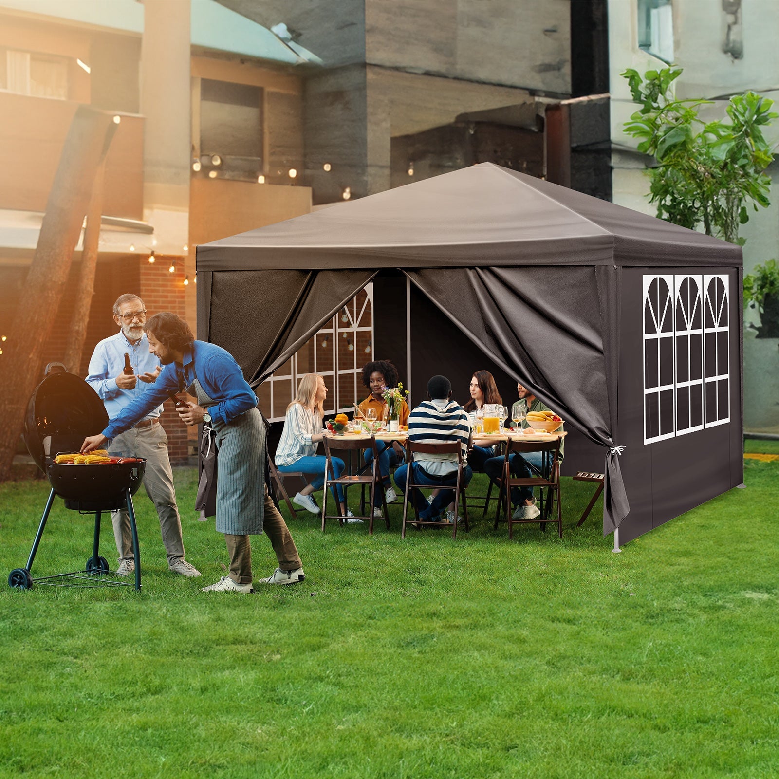 10x10ft Black Outdoor Pergola Tent – CampFables